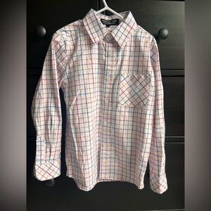 Stylish Kids Plaid Button Down Shirt - White and Red